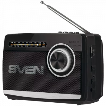 Ηχείο SVEN SRP-155, μαύρο (3W, Bluetooth, FM/AM/SW, USB, microSD, φακός, μπαταρία)