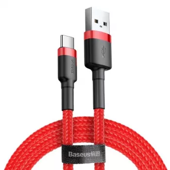 Καλώδιο USB 2.0 A σε USB-C Baseus CATKLF-B09 1m QC3.0 πλεκτό nylon κόκκινο, γρήγορη φόρτιση και συγχρονισμός δεδομένων