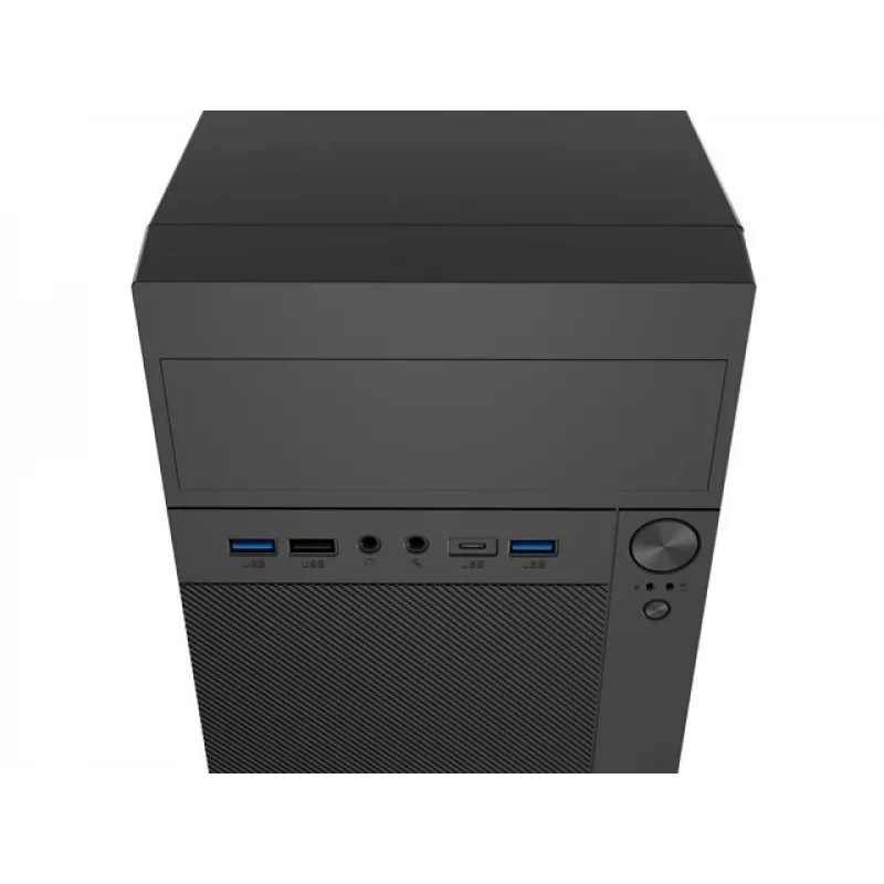 Κουτί PC NATEC Helix Mini Tower μαύρο — microATX/Mini-ITX, 3×3,5 ίντσες + 5×2,5 ίντσες, GPU 33 cm, θύρες USB-C/USB-A