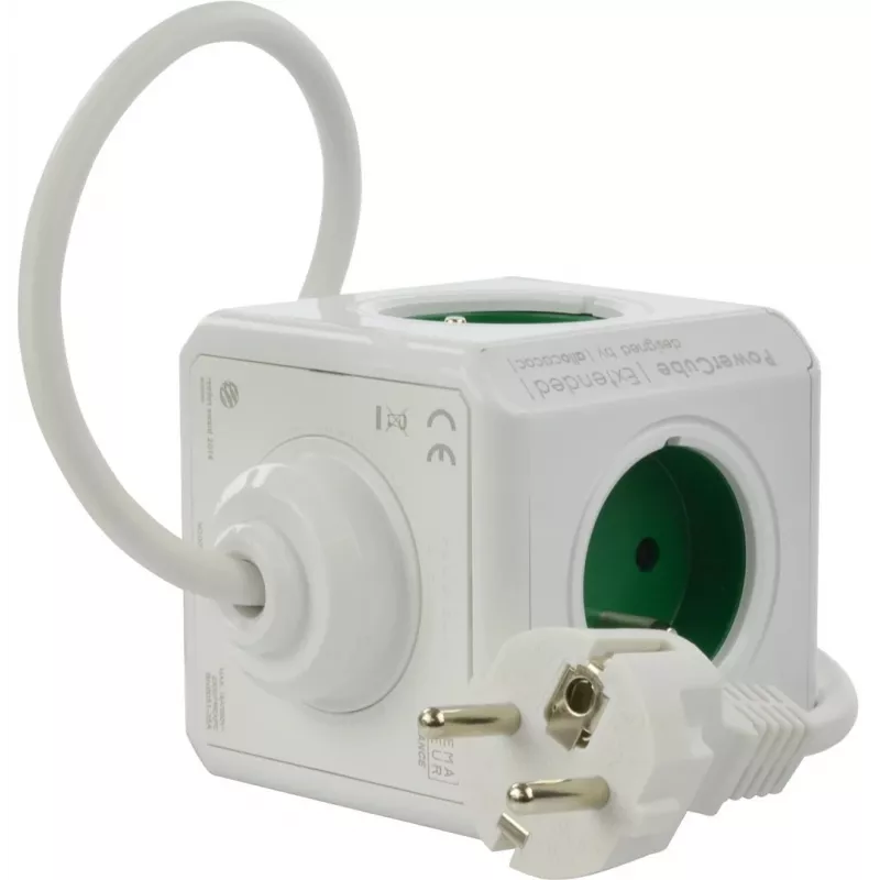 Allocacoc PowerCube Extended Type E Πολύπριζο 1,5 m 5 πρίζες AC Εσωτερικού χώρου Πράσινο