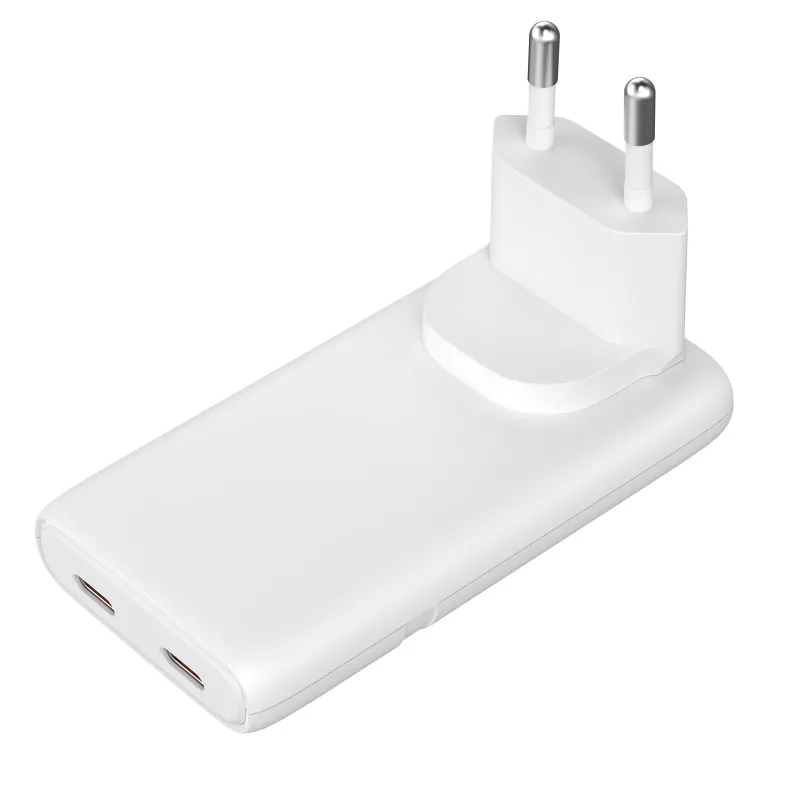 Akyga AK-CH-32 Επίπεδος φορτιστής GaN USB-C 65 W, 2 x USB-C PD, Λευκό