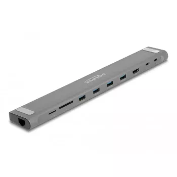 DeLOCK USB Type-C λεπτός σταθμός σύνδεσης 4K HDMI USB 3.2 Gen 1 LAN SD PD 3.0