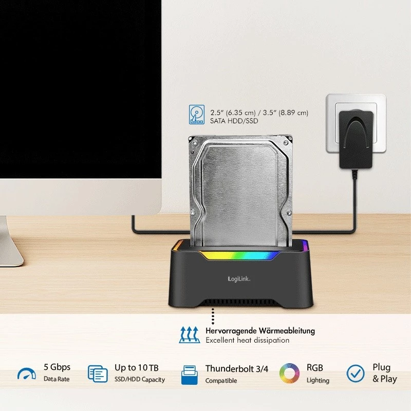 LogiLink Σταθμός σύνδεσης HDD LogiLink Quickport USB 3.2 1-Θύρα για 2,5/3,5 SATA (QP0035)