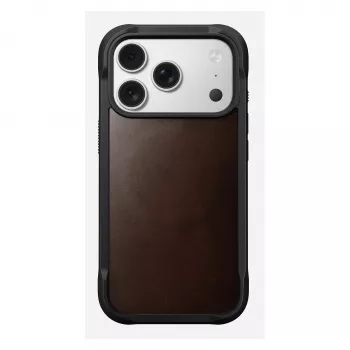 Θήκη κινητού Nomad Rugged Leather Case για iPhone 17 Pro, 6,3 ίντσες (16 cm), καφέ, δέρμα/TPU/αλουμίνιο