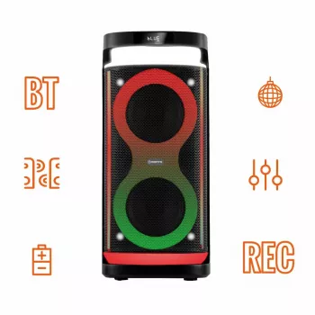 Φορητό ηχείο MANTA SPK0601B100, 100 W, Bluetooth, Karaoke, ασύρματο μικρόφωνο, μπαταρία, equalizer, φωτισμός disco