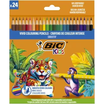 BIC Ξυλομπογιές Kids Smooth 24 χρώματα Σετ