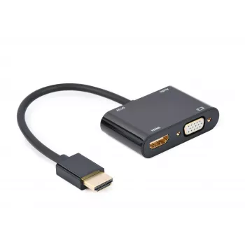 Προσαρμογέας HDMI σε VGA GEMBIRD A-HDMIM-HDMIFVGAF-01, Βύσμα HDMI σε έξοδο VGA, 0,15 m, μαύρος