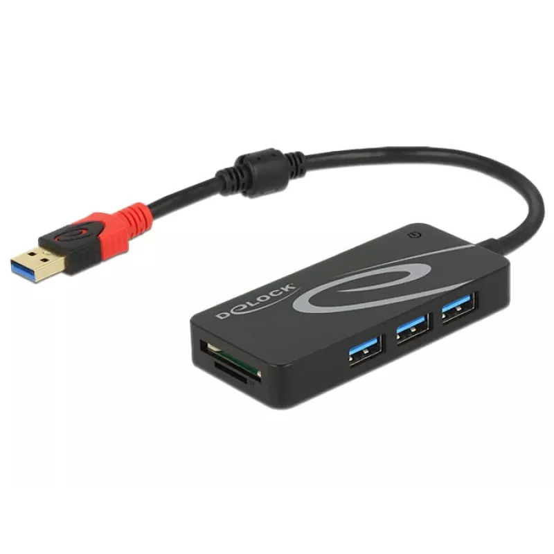 USB Hub DeLOCK 3.0 3 θυρών εξωτερικό + 2 x υποδοχή SD