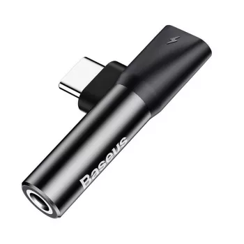 Baseus αντάπτορας ήχου USB-C σε μίνι καρφί 3,5 mm + USB-C (μαύρο)