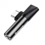 Baseus αντάπτορας ήχου USB-C σε μίνι καρφί 3,5 mm + USB-C (μαύρο)