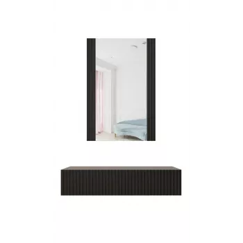 Τουαλέτα με καθρέφτη cama meble PAFOS 80×41,6×100 cm, πλαίσιο MDF, 1 συρτάρι, μαύρο ματ