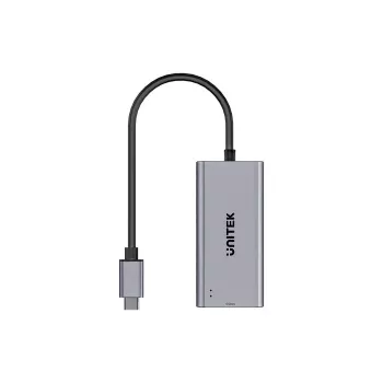 Προσαρμογέας USB-C σε RJ45 Unitek U1343AGY01 — Ethernet 5 Gbit/s, USB-C (βύσμα αρσενικό) σε RJ45 (υποδοχή θηλυκή), γκρι, καλώδιο 0,15 m