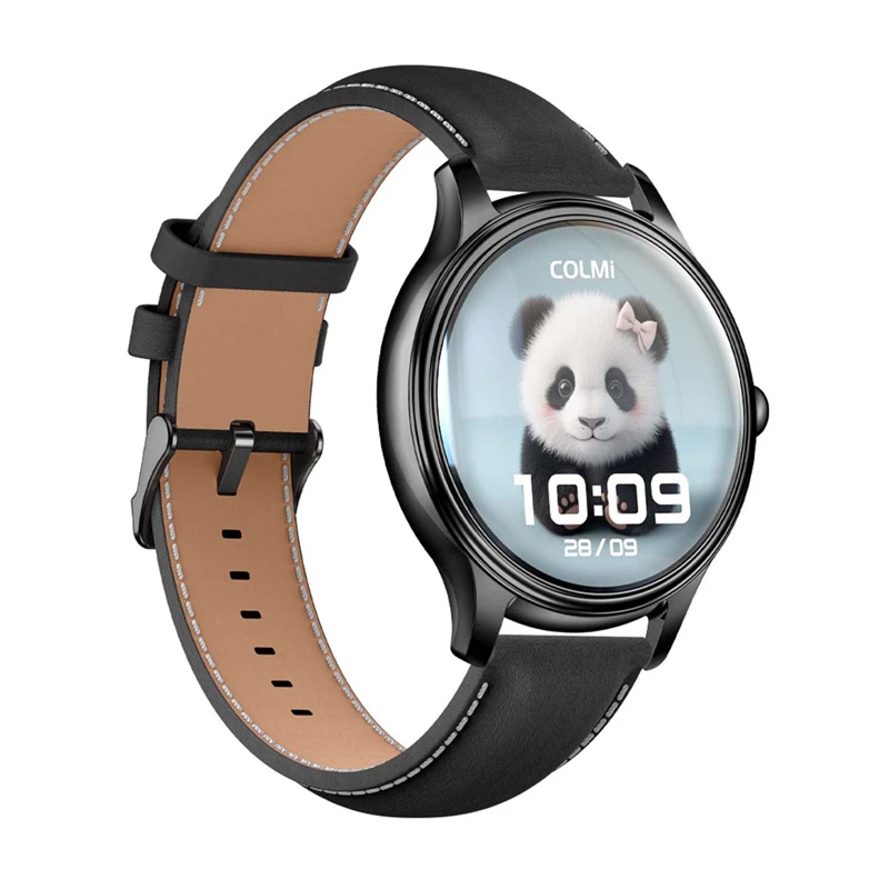 Smartwatch Colmi L28 με Μαύρο Σιλικόνης και Μαύρο Δερμάτινο Λουράκι