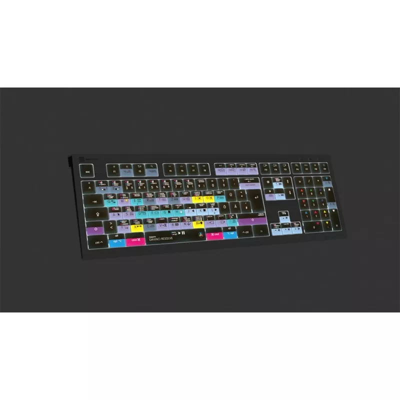 Logickeyboard ASTRA 2 πληκτρολόγιο DaVinci Resolve για Mac, πλήρους μεγέθους, ενσύρματο USB, μηχανισμός ψαλιδιού, QWERTZ γερμανικό, μαύρο