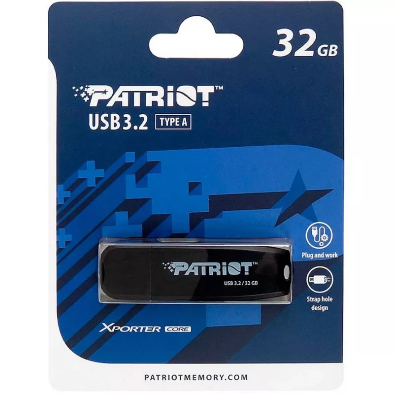 USB Flash Drive PATRIOT 32 GB USB Type-A 3.2 Gen 1 μαύρο, 80 MB/s, μπρελόκ