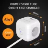 Πολύπριζο Power Cube QOLTEC 52547 3×υποδοχές AC, 2×USB-A, 1×USB-C PD 20W