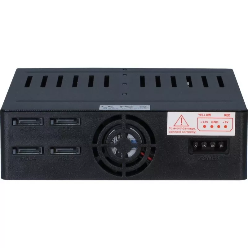 Inter-Tech X-3531 αφαιρούμενο πλαίσιο HDD/SSD για 4x SATA 2,5 ιντσών σε 1x θέση 5,25 ιντσών, 6 Gbit/s, Hot Swap, ανεμιστήρας 30 mm, μαύρο