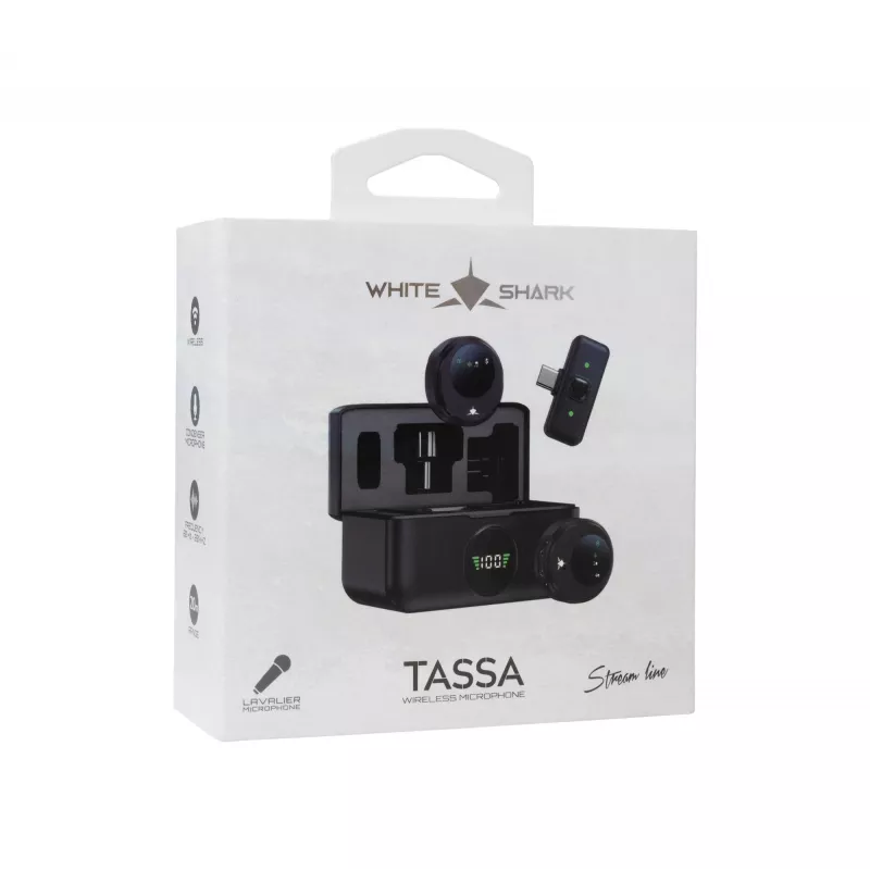 White Shark DSM-06 Tassa ασύρματο μικρόφωνο lavalier, USB-C, μαύρο
