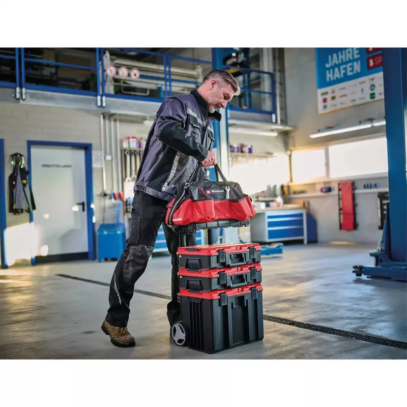 Einhell 4540036 E-Case Bag τσάντα εργαλείων συστήματος, πολυεστέρας, φορτίο 30 kg, μαύρο/κόκκινο