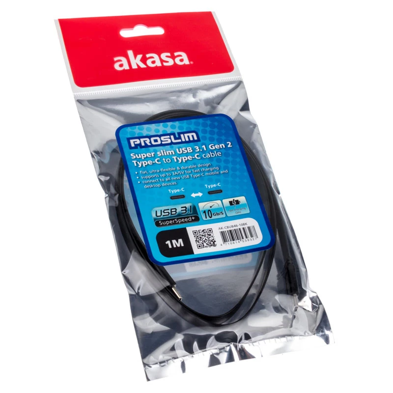 Καλώδιο USB Akasa AK-CBUB46-10BK USB 3.2 Gen 2 1 m Μαύρο