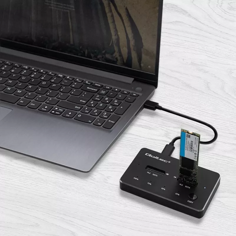 Σταθμός σύνδεσης Qoltec 50310 Drive 2x SSD M.2 SATA NGFF USB Type-C