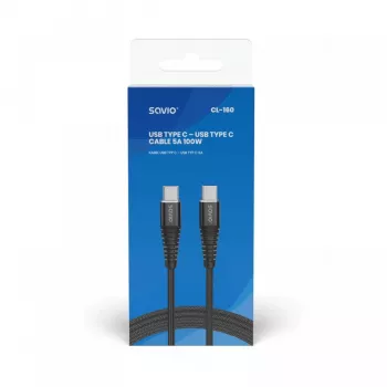 Savio CL-160 Καλώδιο USB 2 m USB 2.0 USB C - USB C Μαύρο