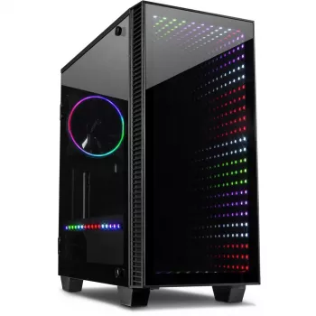 Κουτί INTER-TECH X-608 INFINITY MICRO, microATX, RGB, Μπροστινό και πλαϊνό τμήμα από σκληρυμένο γυαλί, χωρίς τροφοδοτικό