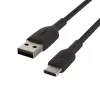 Καλώδιο πλεκτό USB-C USB-A 2m μαύρο