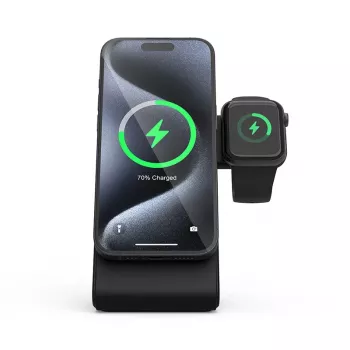 Φορτιστής εσωτερικού χώρου Crong CRG-MSPS-BLK smartwatch μαύρο Lightning USB ασύρματο