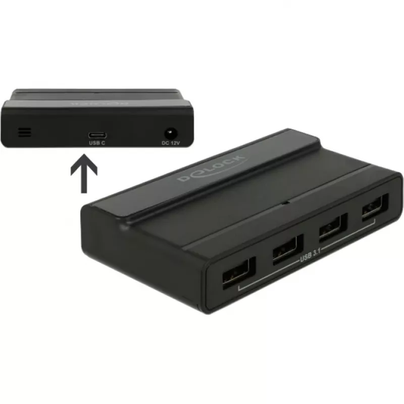 USB Hub DeLOCK Εξωτερικό 4 Θύρες 10 Gbps