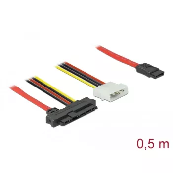 Delock - Καλώδιο SATA/SAS - SAS 12Gbit/s - Εσωτερική τροφοδοσία, 4 ακίδων, Εσωτερικό SAS, 29 ακίδων (SFF-8482) σε SATA (W) - 50 cm