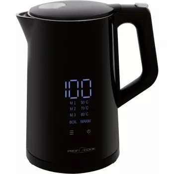 Βραστήρας ProfiCook PCWKS1243 — 1,7 L, 2200 W, ρύθμιση θερμοκρασίας 50–100°C, μαύρο