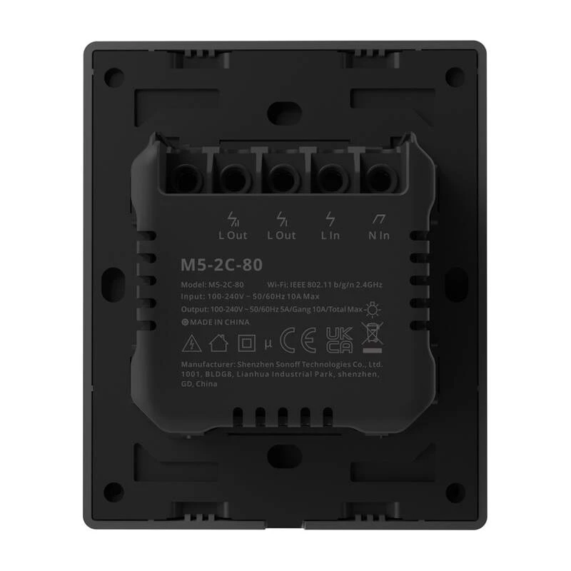 Διακόπτης τοίχου Wi‑Fi Sonoff M5-2C-80, 2 κυκλώματα, μοντέλο M5-2C-80