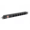 Μονάδα διανομής ρεύματος LANBERG PDU-06E-0200-BK — 6x έξοδοι Type-E, 16 A, καλώδιο 2 m, Rack 1HE, 220–250 V