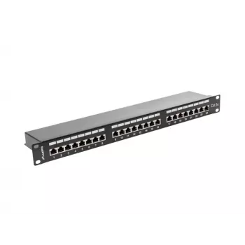Patchpanel 1U LANBERG PPS5-1024-B — 24 θυρών RJ-45 Cat5, μέταλλο, μαύρο, τοποθέτηση σε rack