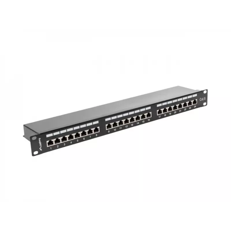 Patchpanel 1U LANBERG PPS6-1024-B, 24 θυρών Cat6, μέταλλο, μαύρο, 442×114,5×44,5 mm
