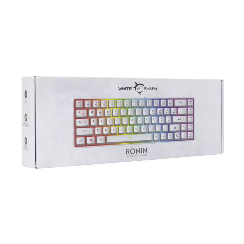 Πληκτρολόγιο White Shark RONIN λευκό USB QWERTY 68 πλήκτρα LED