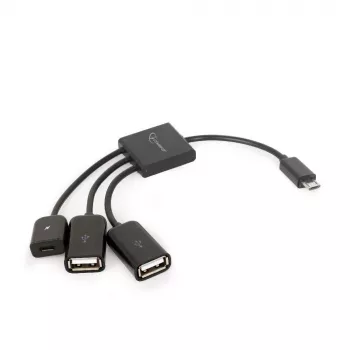 Καλώδιο USB OTG Micro BM -> 2xUSB-AF + BF Micro 13cm