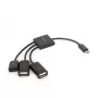 Καλώδιο USB OTG Micro BM -> 2xUSB-AF + BF Micro 13cm