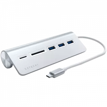 Satechi Type-C Αλουμινένιο Hub USB & Αναγνώστης καρτών, ασημί, ST-TCHCRS