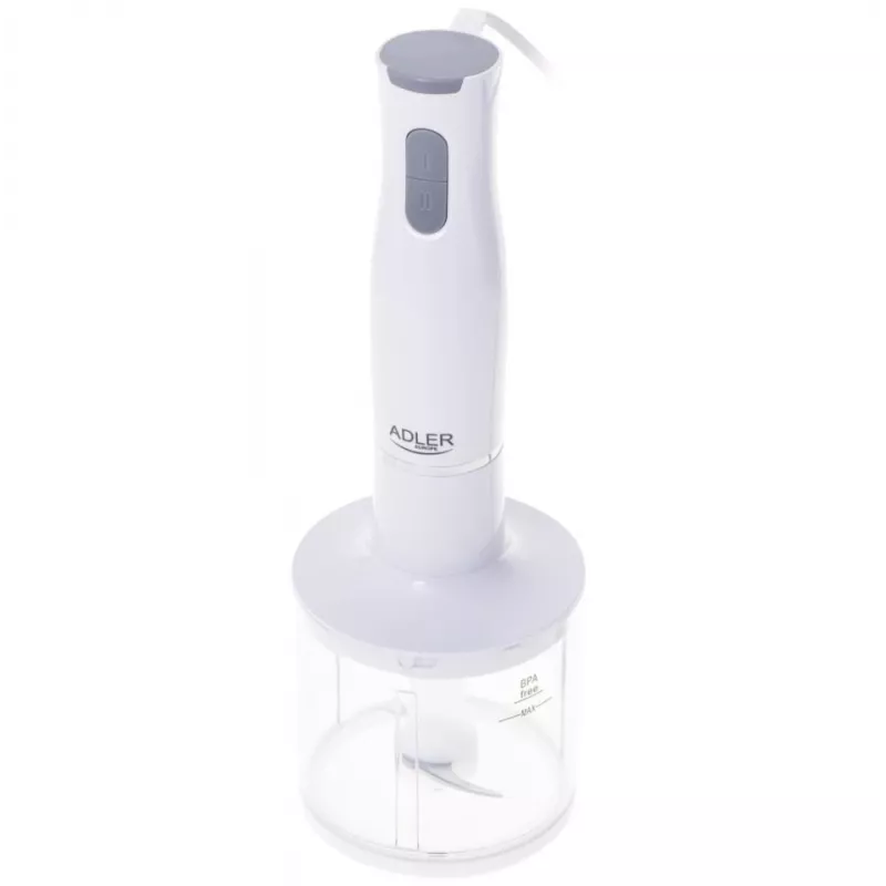 Adler AD 4620 σετ μπλέντερ χειρός, 800 W, 2 ταχύτητες, κόπτης 450 ml, δοχείο 750 ml, αυγοδάρτης, λευκό