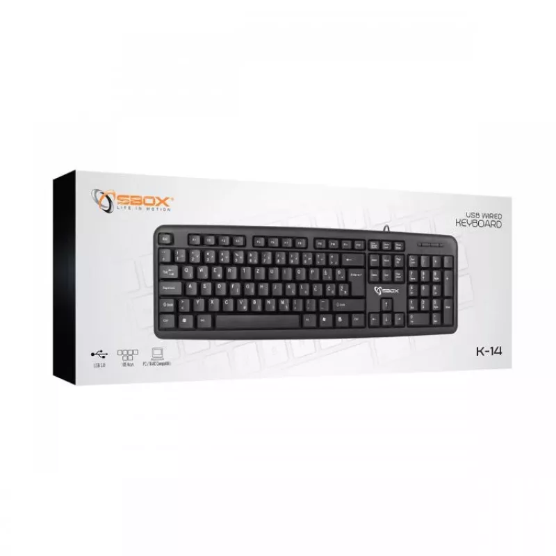 Sbox Πληκτρολόγιο Ενσύρματο USB K-14 US
