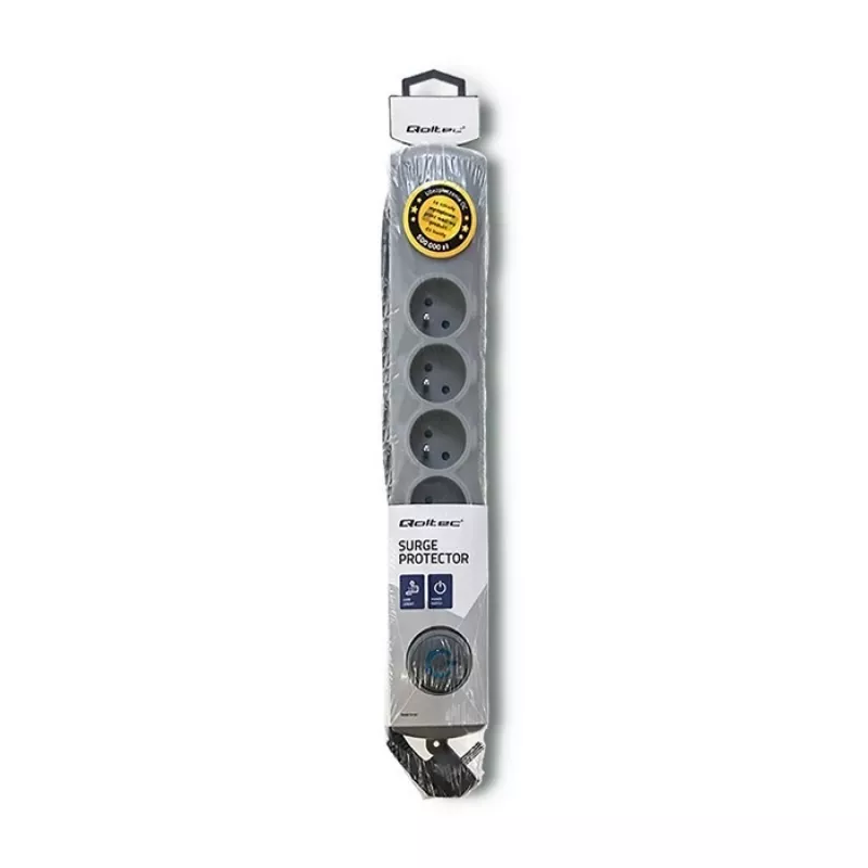 Προστασία Υπέρτασης Qoltec 50166 Γκρι 6 Πρίζες AC 230V 3m