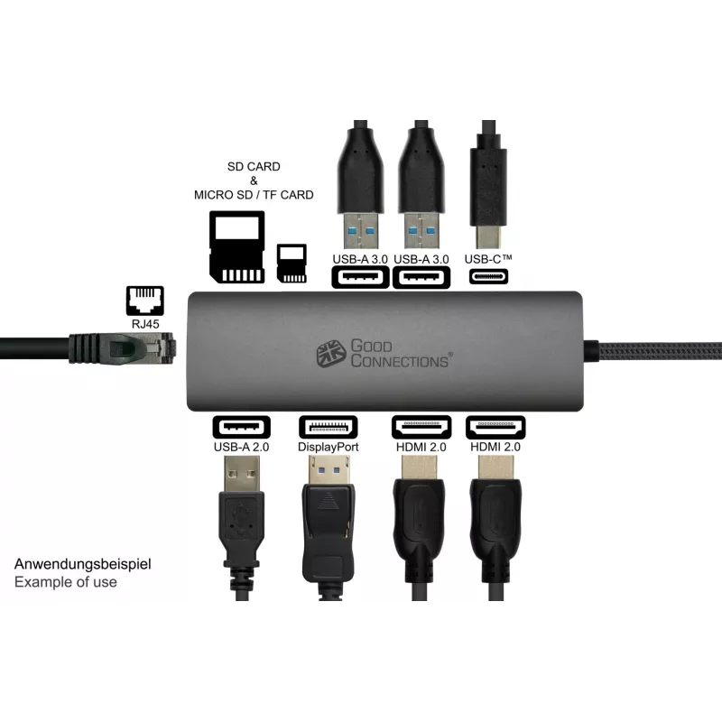 Alcasa HUB-C001A Hub διασύνδεσης USB Type-C 5000 Mbit/s ανθρακί