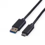 ROLINE - Καλώδιο USB - USB Type-C (M) - 9 ακίδων USB Type-A (M) - 1 m (USB 3.1) - χυτό - Μαύρο (11.02.9011)