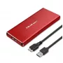 Θήκη SSD QOLTEC 51831 USB 3.0 για δίσκους M.2 SATA έως 2 TB, κόκκινη, υποστηρίζει μήκος 30 mm, έως 4 δίσκους