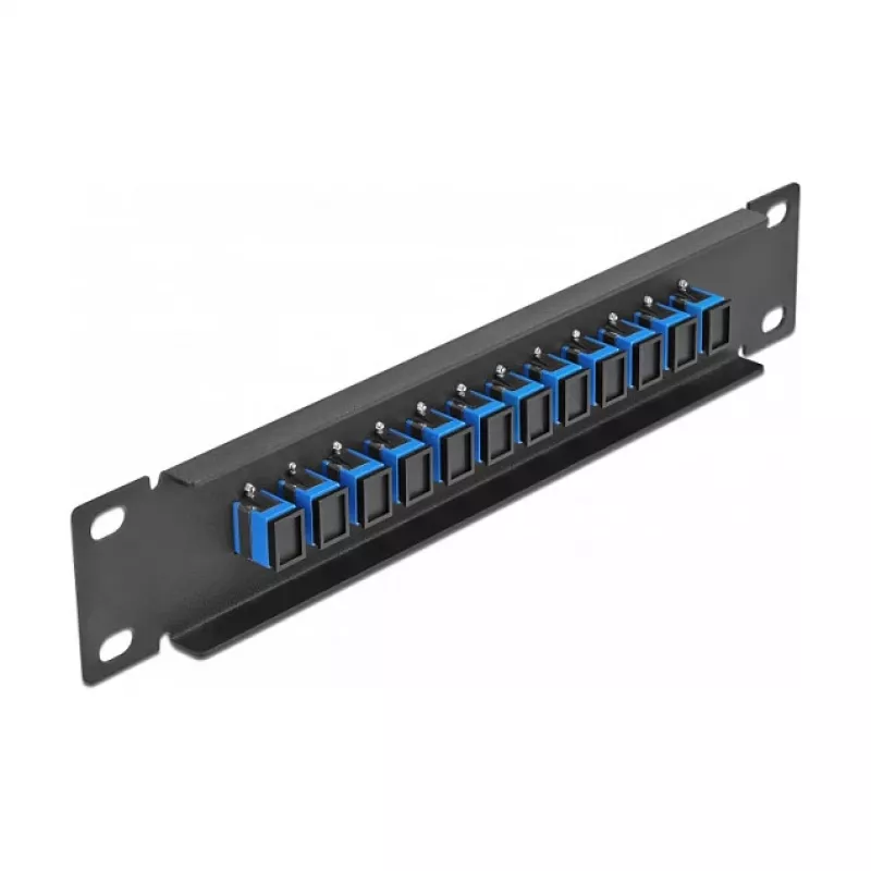 Patch Panel οπτικών ινών DeLOCK 10 ιντσών 12 Port SC Simplex μπλε 1U μαύρο