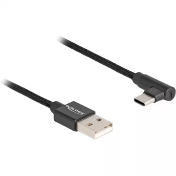 DeLOCK Καλώδιο USB 2.0 Type-A αρσενικό σε USB Type-C αρσενικό γωνιακό 3 m μαύρο