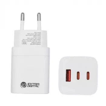 Φορτιστής EXTRA DIGITAL GaN 2x USB Type-C, USB Type-A: 65W, PPS