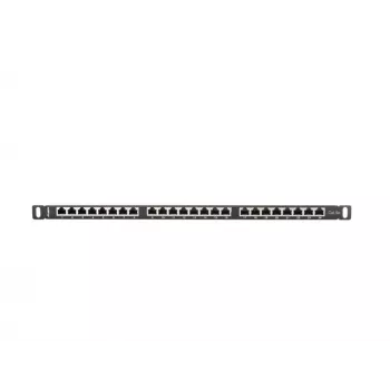 Patchpanel LANBERG PPS5-0024-B 24 θυρών CAT5e, μέταλλο, 0,5 U, 445×99×22,3 mm, μαύρο